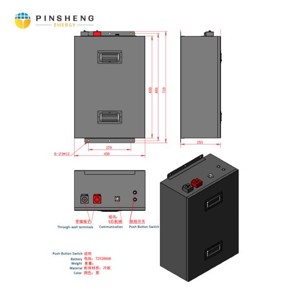 PINSHENG 48V 72V 50Ah 100Ah 200Ah Lifepo4 Lithium Ion Battery Pack for Ebike and