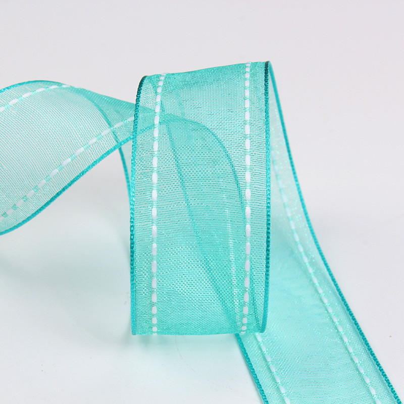 25mm|38mm Stitched Edge Polyester Organza Ribbon for Flower Gift Packing