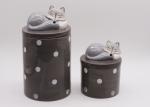 Fox Shaped Ceramic Treat Jar Silicone Airtight Food Container Hand Painted