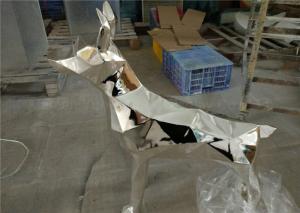 China Electroplated Item Mirror Silver Fiberglass Dog Statue Life-size Decorative Dog factory