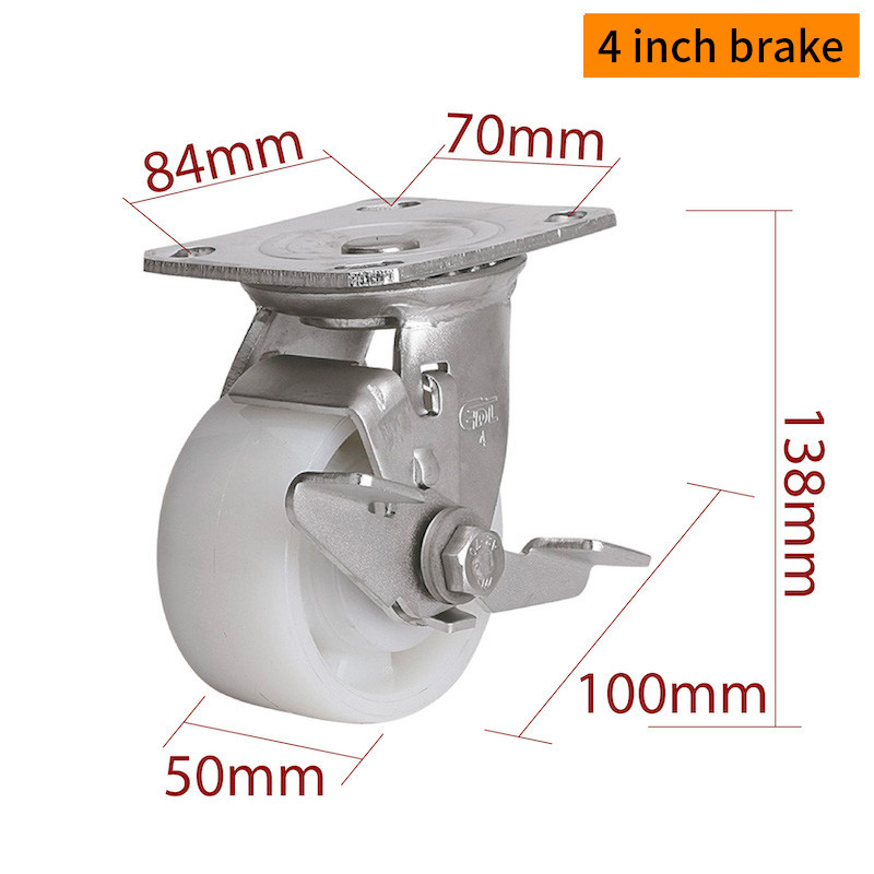 EDL Heavy Duty 4 Inch Stainless Steel Caster Wheel With TPA 380kg Load Capacity S714P-25