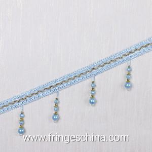 China Handmade fashionable chain beads lace tassels fringes for curtain/sofa/pillow decoration factory