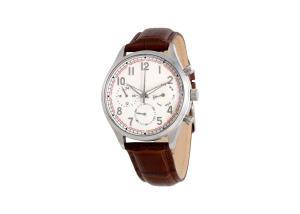 China Genuine Leather Mens Stainless Steel Watches 100M Water Resistant 22mm Solid Band factory