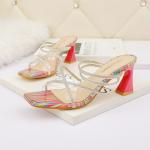 5569-3 Sexy Open-Toed High Heels Are Thin Rhinestone Cross Strap Sandals Thick