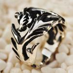 Mens 925 Sterling Silver Band Ring Retro Vintage Dragon Style Ring (XH036317)