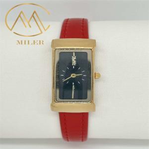 China Laser Printing Logo Leather Strap Quartz Watch with 30 Meters Water Waterproof factory