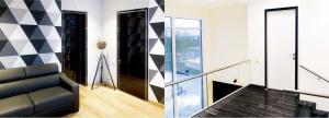 China Aluminum Frame high gloss shiny matte black front door for villa factory