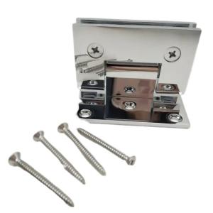 China Solid Brass Off Set Bathroom Glass Door Clamp Shower Room Hinge for Fixed 10-12mm Glass factory