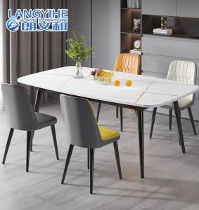 China Metal Minimalist Marble Dining Table And Chair Combination Oval Shape factory