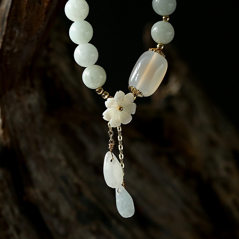 Elastic Natural Genuine Jade Beaded Bracelet New Products Natural Jade Bangle Jade Stone Bracelet Jadeite Natural Jade Bracelet Agate Bangles Women