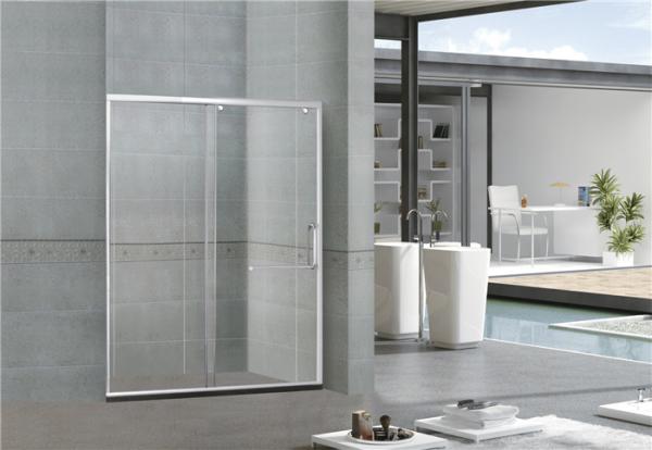 Bright Silver Inline Glass Shower Doors With One Sliding Aluminum Alloy SGCC