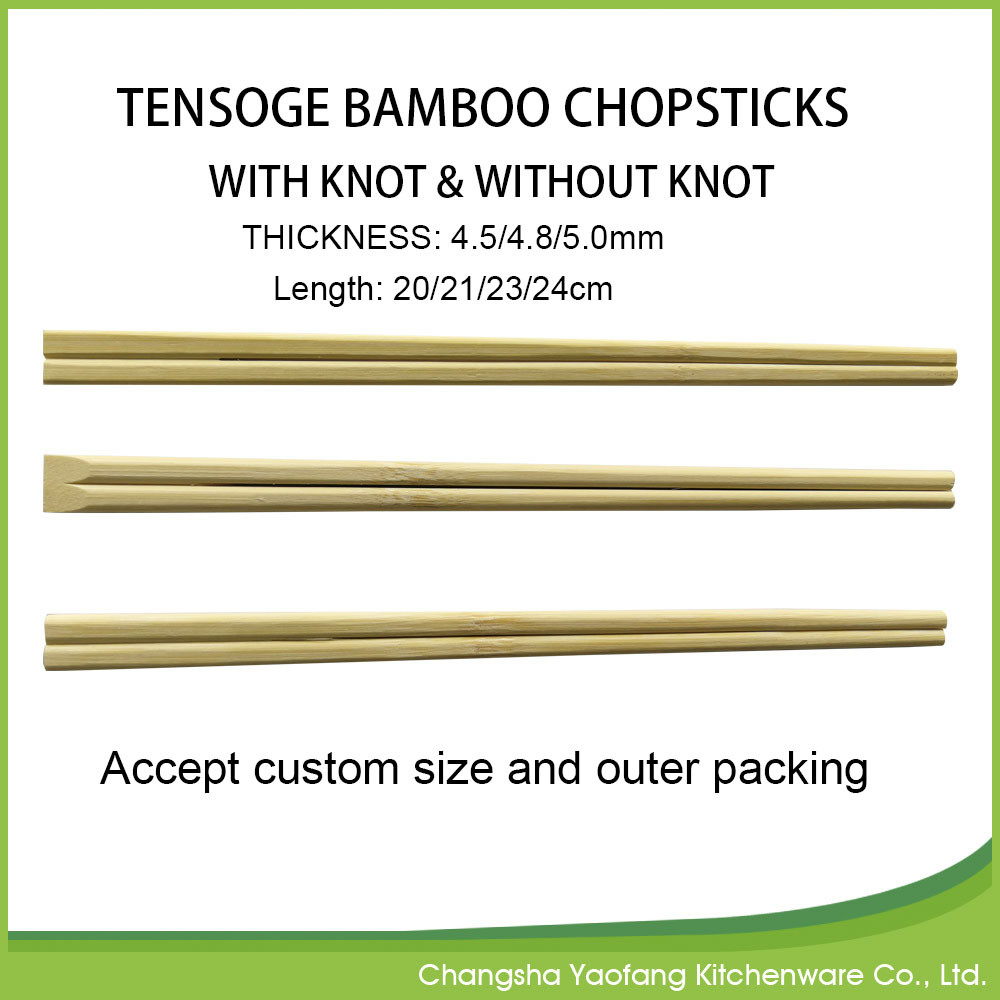 24cm Natural Tensoge Bamboo Chopsticks Eco Friendly Open Paper Packing Customized