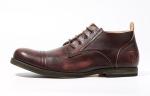 Burnished Finishing Mens Leather Dress Shoes Lace - Up Handmade Italian Leather