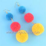 Fashion Bohemian Colorful Pom Pom Long Drop Earrings For Women Party Jewelry