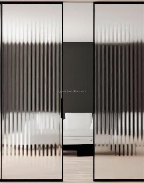 Customized Color Frosted Glass Door Fluted Moru Tempered Glass for Interior Home