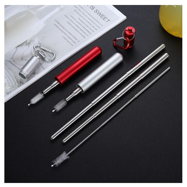 China Adjustable Reusable Stainless Steel Straws With Case Party Wedding Use factory