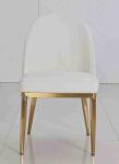White Velvet Fabric Padded Dining Room Chairs Simple Series Gold Stainless Steel