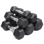 15kg Unisex Hexagon Rubber Dumbbells Non Toxic Customized