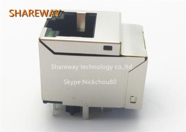 10 Pin PoE RJ45 Connector 350uH Inductance DR-MAG-1840456 With Yellow / Green
