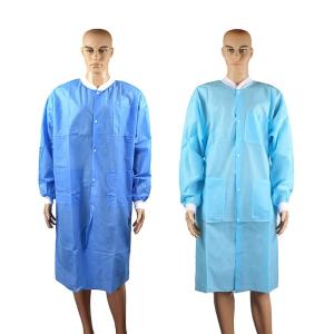 China SMS nonwoven visitor gown disposable lab coat lab gown factory