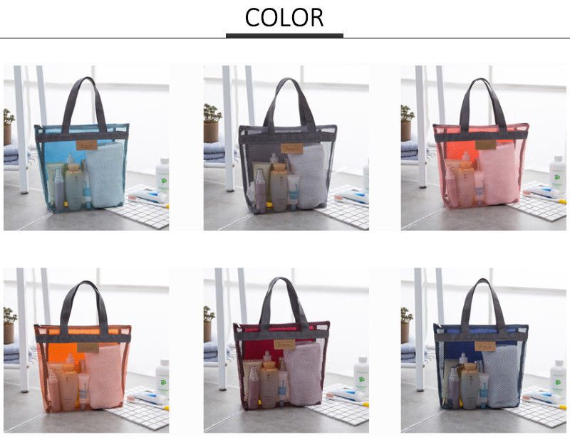 Large Capacity Zipper Close Ladies Mesh Travel Wash Bag