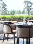Solid Wood Modern Restaurant Chair Backrest Fabric Upholstered Dining Chair