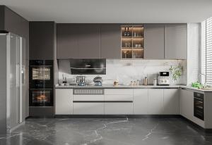 China European Style Simple Design To Bake Lacquer Ambry Solid Wood Kitchen Cabinet factory