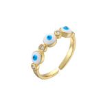 Colorful Enamel Turkish Evil Eye Diamond Ring 18k Gold Plated