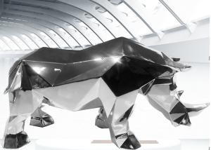 China Custom Mirror Polished Stainless Steel Rhino Sculpture factory