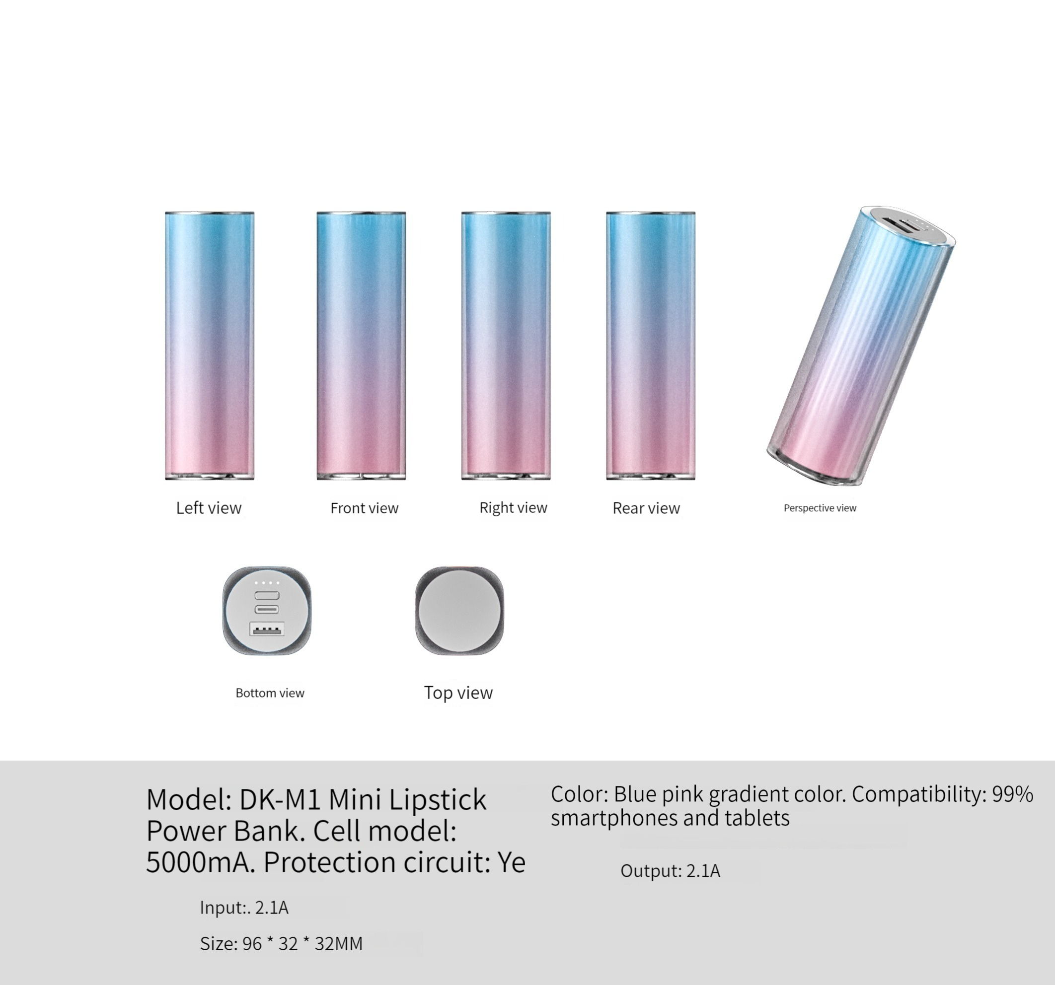 10W Portable Power Bank for Phone Ultra Thin Fast Charging Battery Charger 2.1A Gift