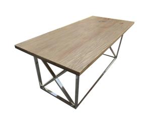 China Pine Wood Dining Retro Trunk Table With Stainless Steel Metal Legs factory