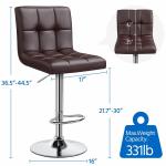 Height Adjustable Modern Barstools with Swivel PU Leather Chair 19.5"D x 17"W x