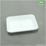 Bleached 500ml Biodegradable Sugarcane Bagasse Lunch Box With Clear PET Lid