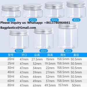 Plastic Jar Container With Lid And Label Refillable Empty Round Clear PET