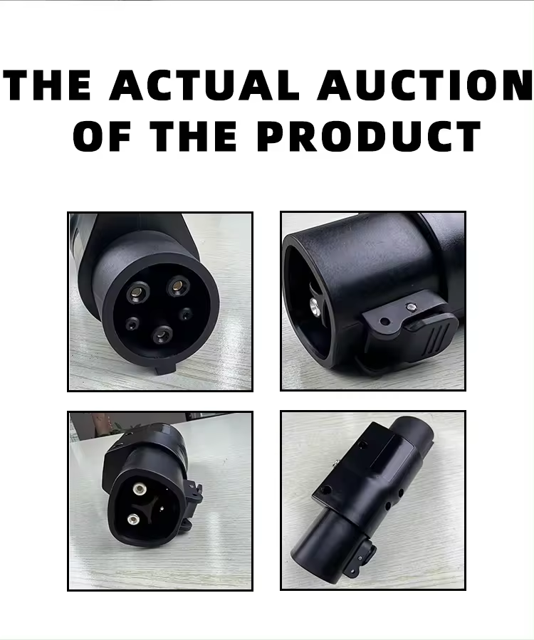 Black 7KW American Gauged Gun Seat Conversion Head 220V for T to Type1 J1772 Charging Head Adapter32A