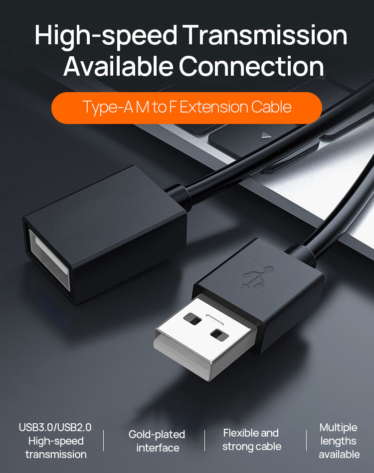 USB Data Extension Cable Sync Transmission USB 2.0 A Male To A Female Extension Cable