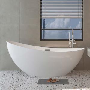China 80cm Height Acrylic Free Standing Bathtub High Glossy White Soaking Tub factory