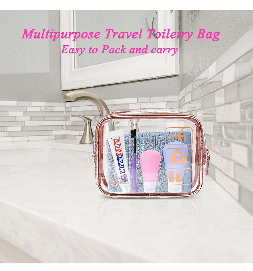 Roomy Zippered See Through PVC Makeup Bag For Girls