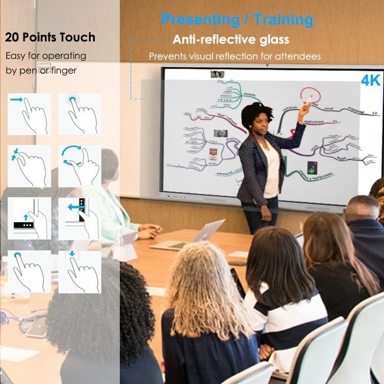 4K Interactive 55 Inch Smart Board For Teaching Production Introduction ODM