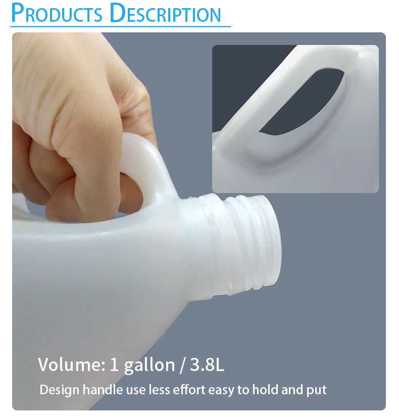 Translucent 3.8L HDPE Round 1 Gallon Chemical Containers With Handle