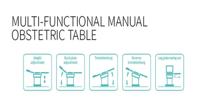 Manual Obstetric Delivery Bed Multifunction Adjustable Gynecology Operation Table A105 Stainless Steel