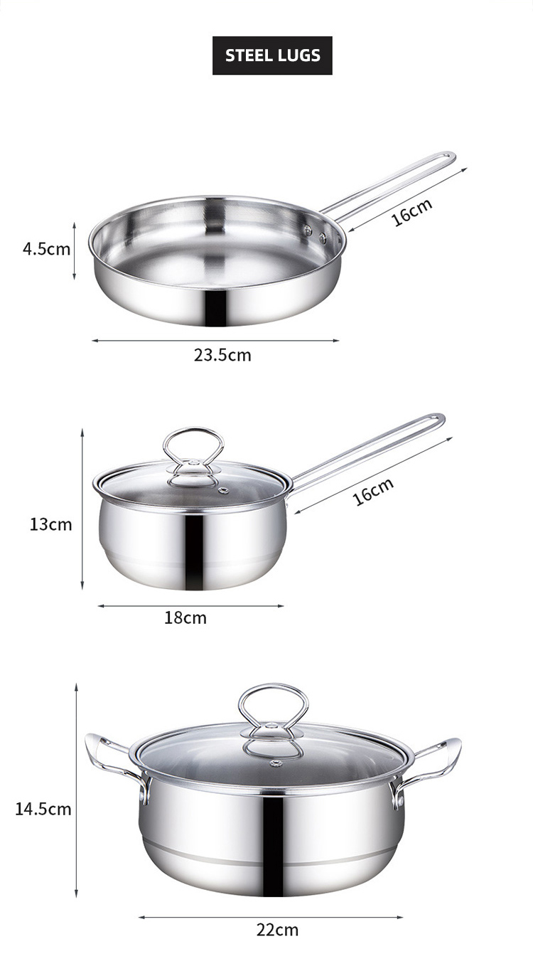 Hot Selling Cookware Set 5 PCS Stainless Steel Cookware Cook Pot Cooking Pot Set With SS Handle