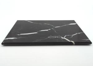 China Black Small Marble Chopping Board Durable Rectangle Round Edge Backside factory