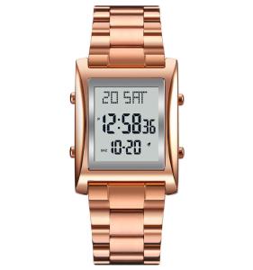 China Qibla 1812 electronic waterproof stainless steel alloy business leisure Fashion Sports waterproof watch azan watch factory