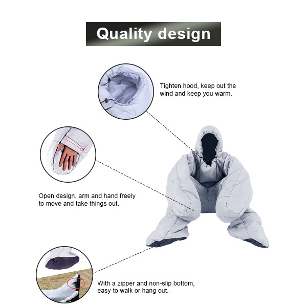 70.9" Large Humanoid Outdoor Camping Sleeping Bags Wearable Sleeping Bag Single Person
