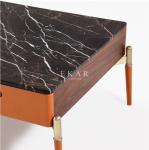 Wooden Stainless Rectangle Marble Coffee Table With 2 Drawers