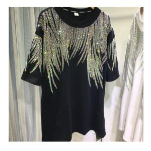 China Personalised Rhinestone T Shirts Women'S Graphic 300gsm Cotton Short Sleeves factory