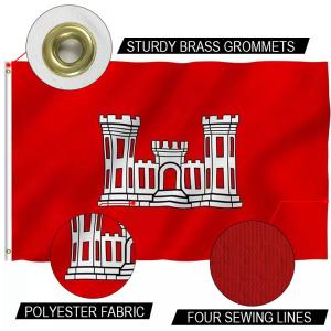 China Water Resistant US Army Corps Of Engineers Flag 3x5 Feet Knitted Polyester factory