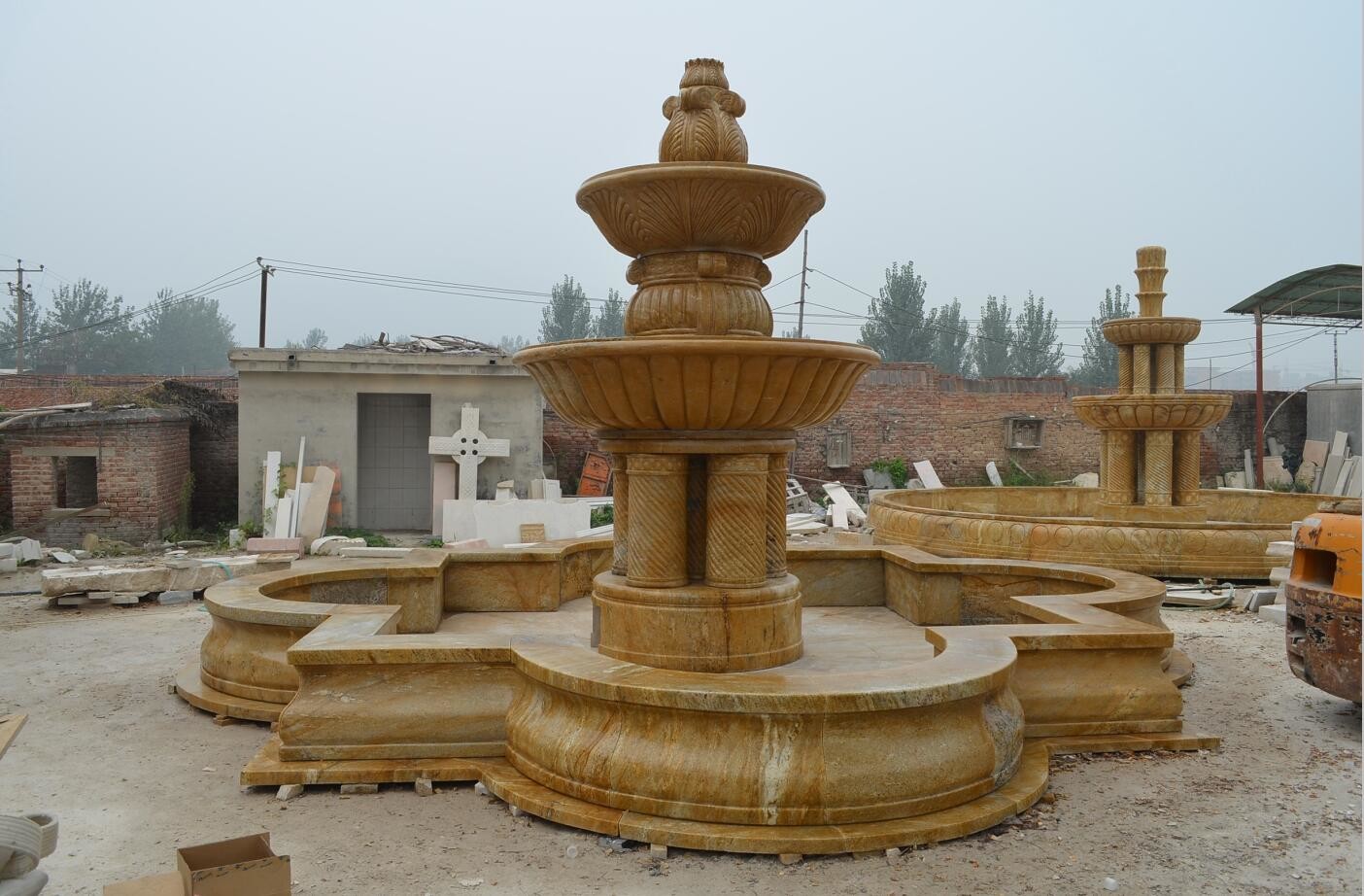 Large Marble Column Stone Pillar Water Fountain Pool Size