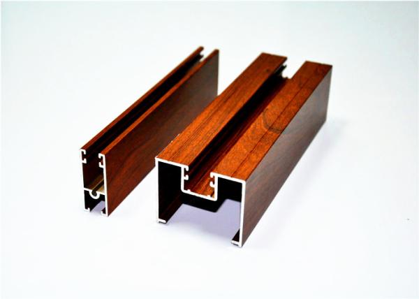 Custom Wood Grain Aluminium Door And Window Profiles Supporting Powder Coating /